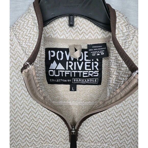 Powder River Outfitters (Panhandle) Quarter-zip Pullover, Sz Large, Khaki - Picture 4 of 8